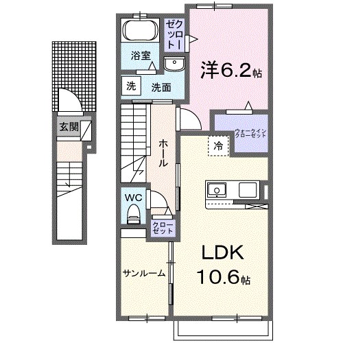 ベルソレイユⅡ 201号室 間取り