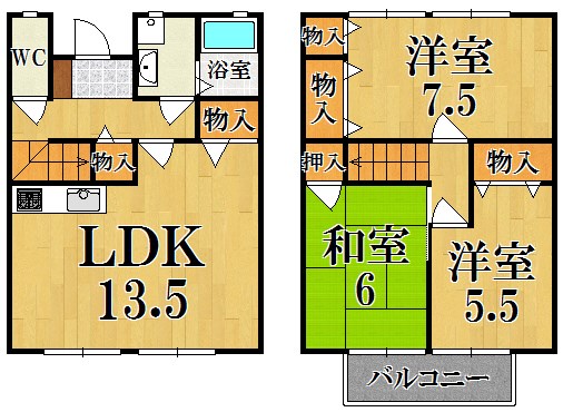 クレスト田原台Ⅱ　A棟 間取り図