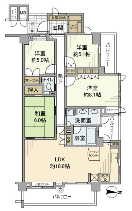 学園前パークスイーツ丘ノ邸 321号室 間取り