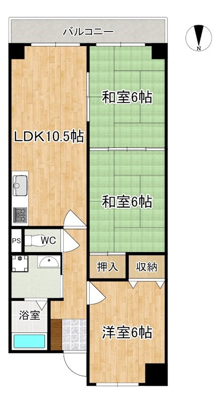 メゾン佐保Ａ棟 201号室 間取り