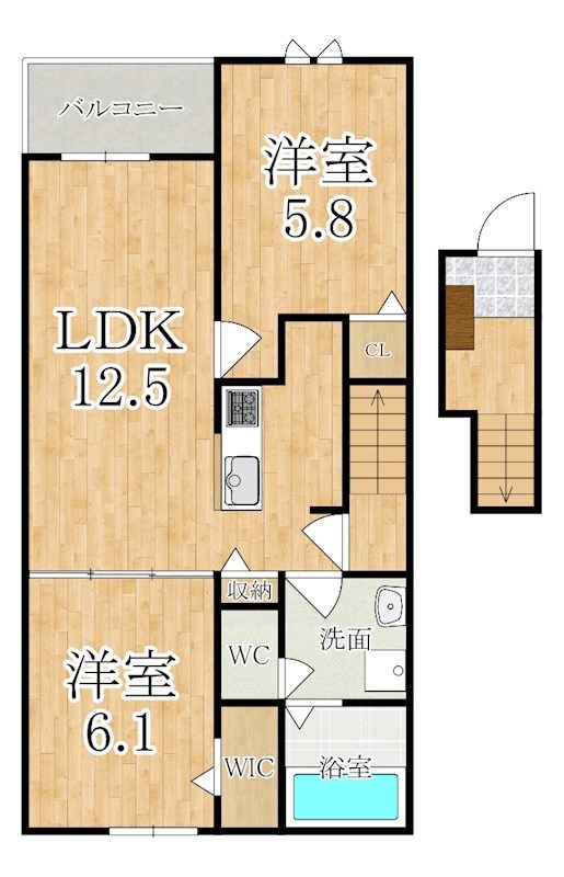 マノワール磯城 203号室 間取り