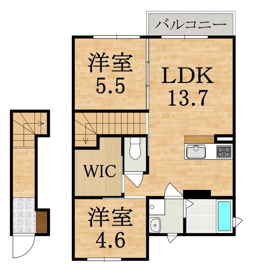 ぷりむべーる 203号室 間取り