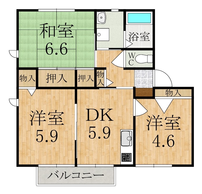 ルミエール千代　B棟 間取り図