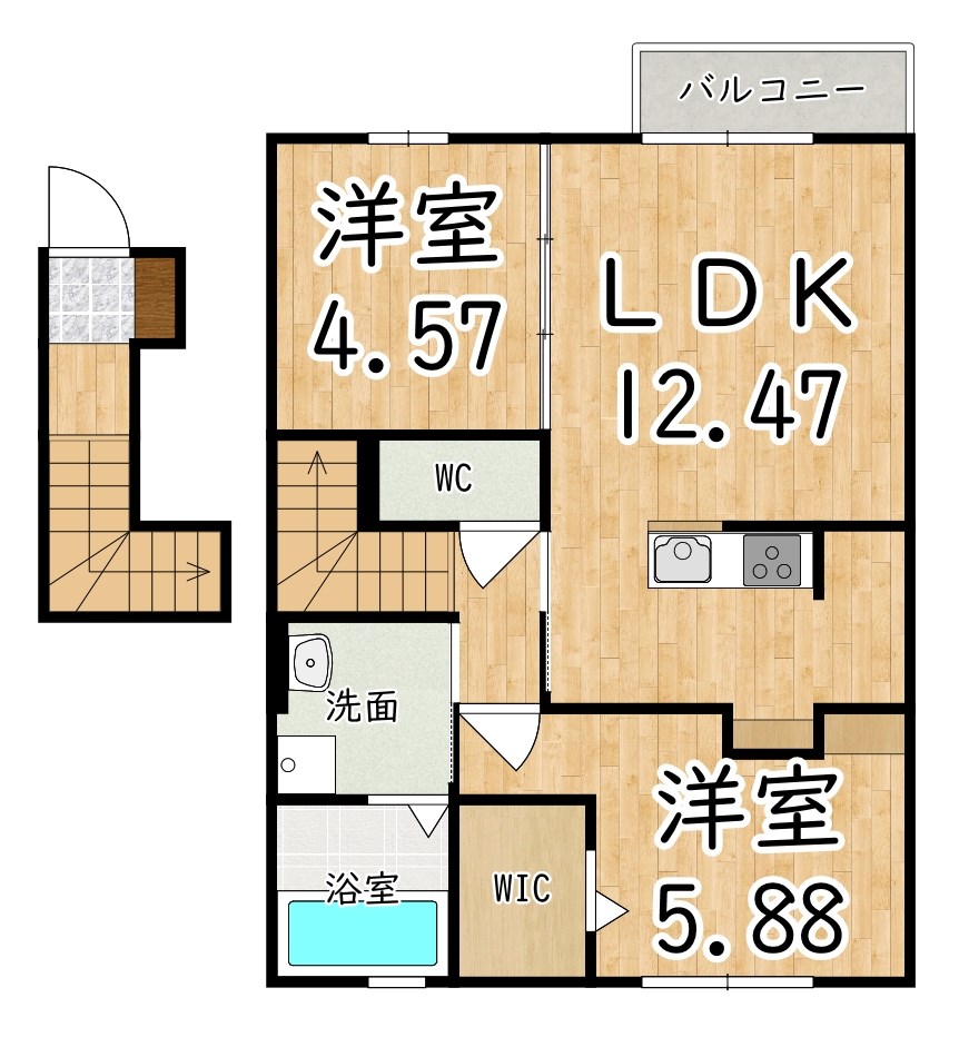 セジュール箸尾Ⅱ  201号室 間取り