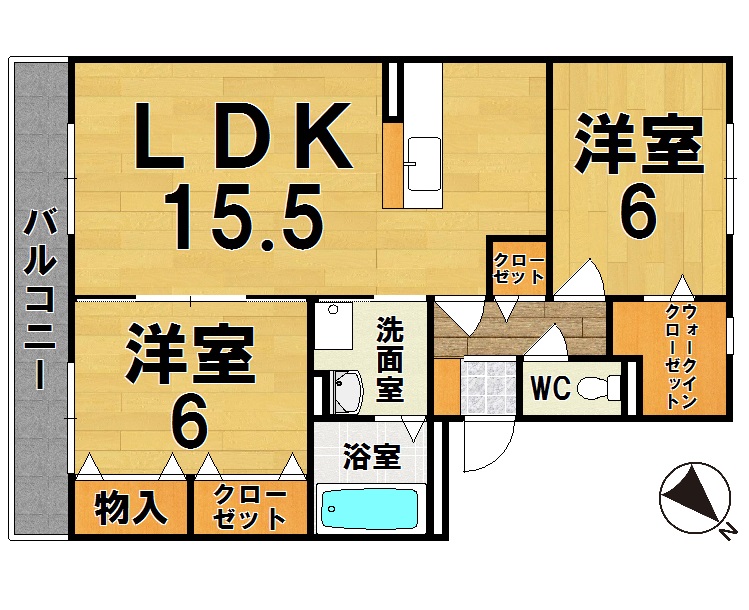 リビングタウン南生駒Ｂ棟 間取り図