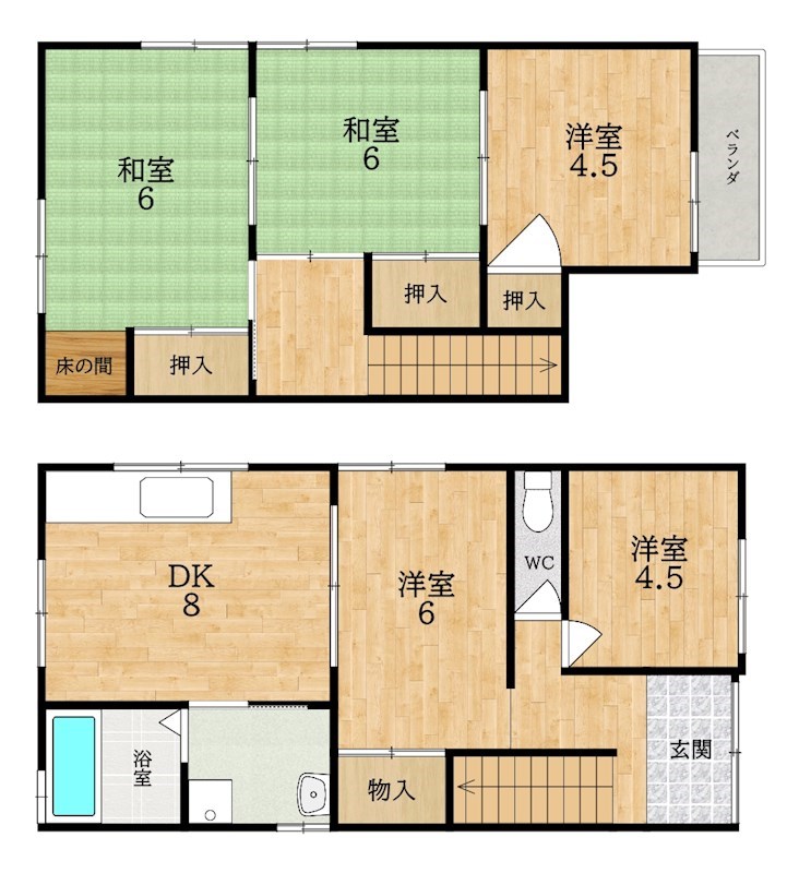 大和郡山市筒井町賃貸戸建 間取り