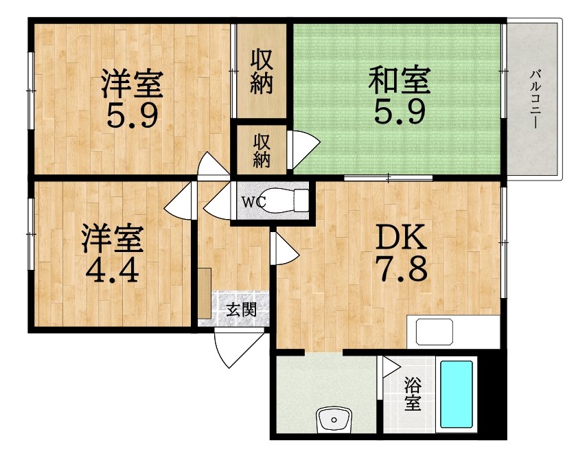 グリーンハイツ箕山（ミノヤマ） 間取り図