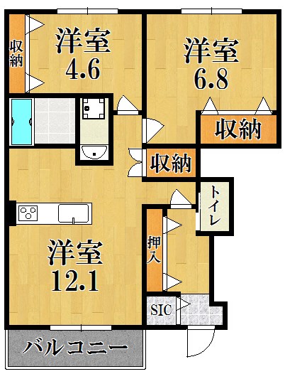 (仮称)押熊町賃貸アパートⅡ期新築工事 101号室 間取り