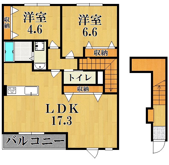 (仮称)押熊町賃貸アパートⅡ期新築工事 201号室 間取り