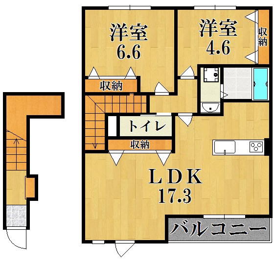 (仮称)押熊町賃貸アパートⅡ期新築工事 202号室 間取り