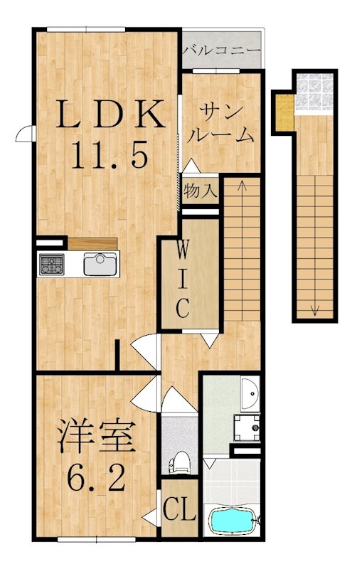 オリヴィンテラス 205号室 間取り