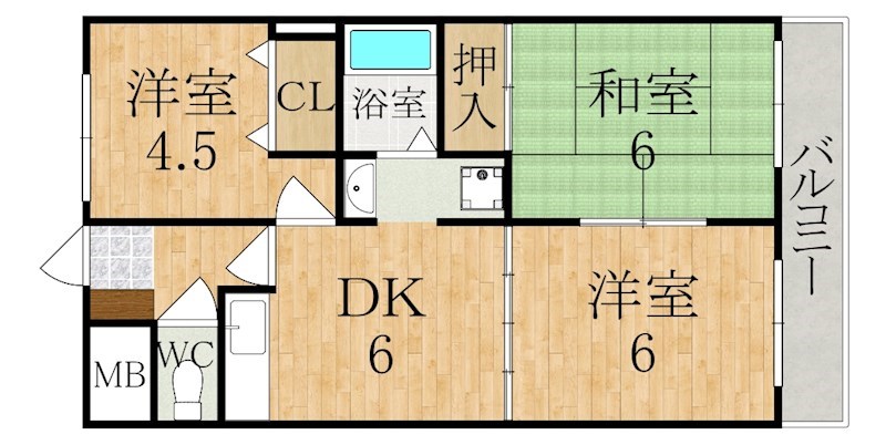 クレール秀英 202号室 間取り