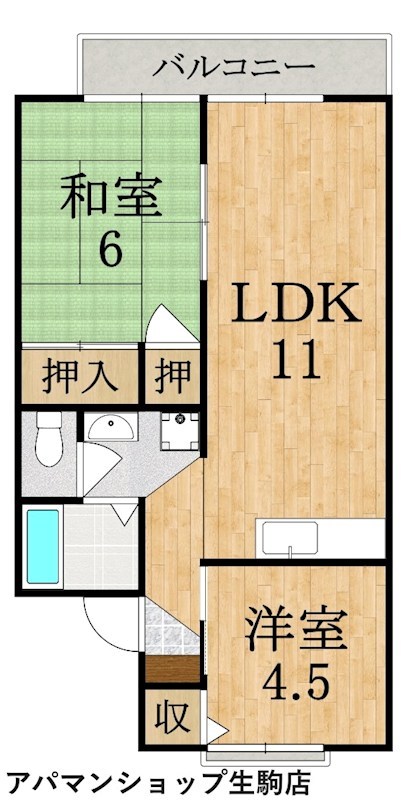 ジョイフル東生駒Ｂ棟 103号室 間取り