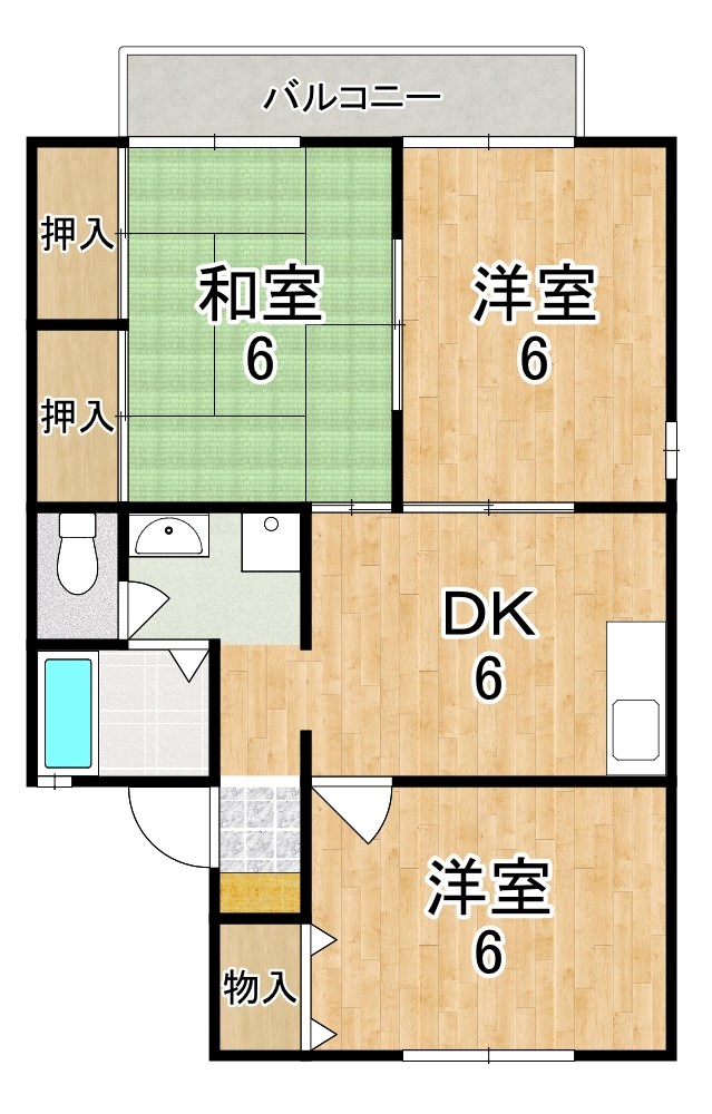 グリーンハイツⅡ号館    201号室 間取り