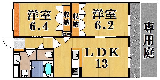 ローズマリー 201号室 間取り