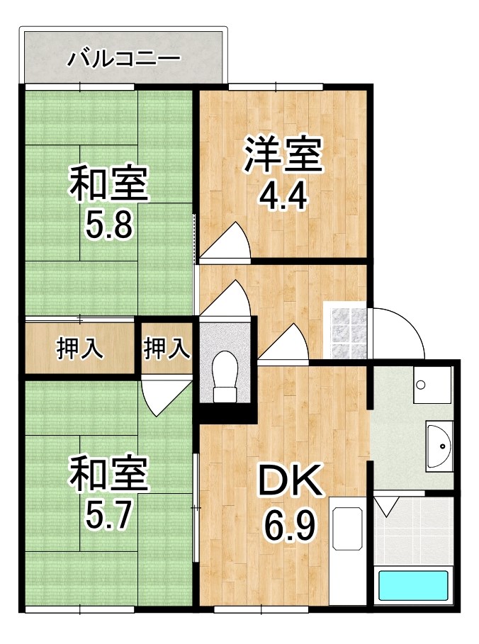 コージーコートB 102号室 間取り