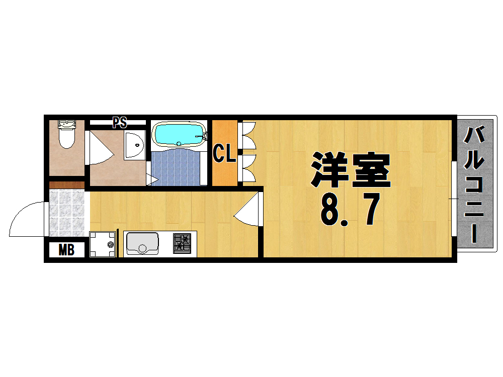 カモミール喜光 201号室 間取り