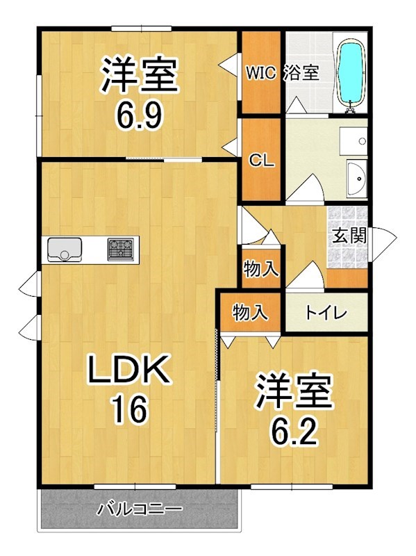 レクエルド 103号室 間取り