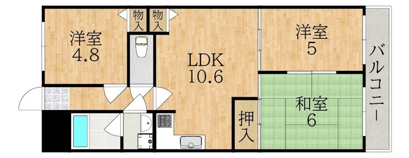 ネオハイツ学園前 308号室 間取り