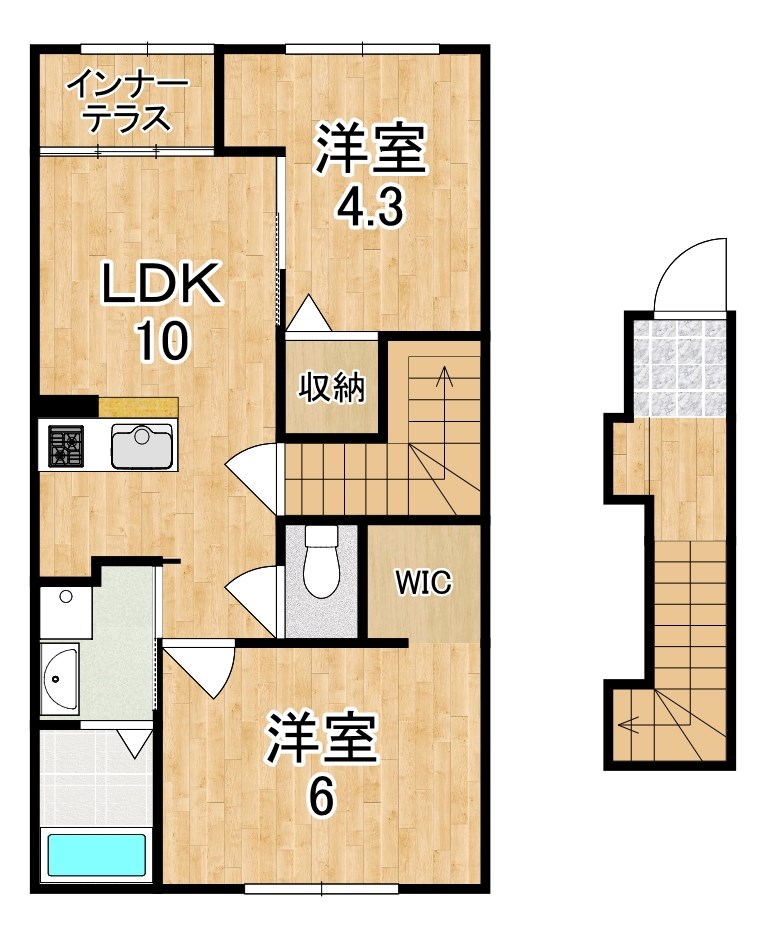 コンフォール 202号室 間取り