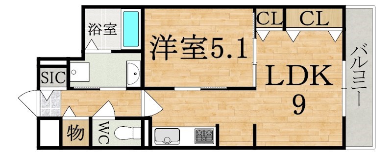 ソレーユ生駒 201号室 間取り