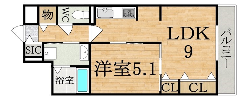 ソレーユ生駒 102号室 間取り