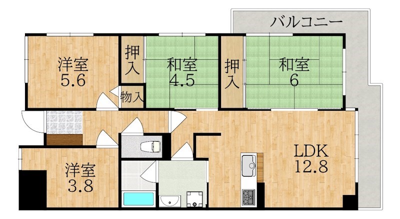 ネオハイツ学園前 213号室 間取り