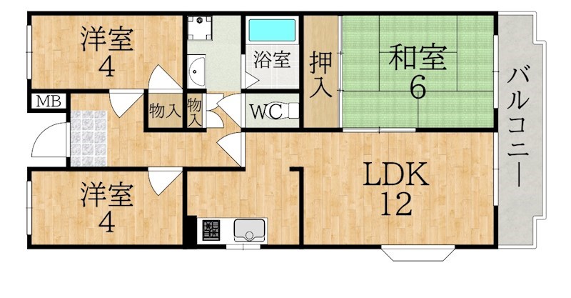 ラフォーレ学園前 106号室 間取り