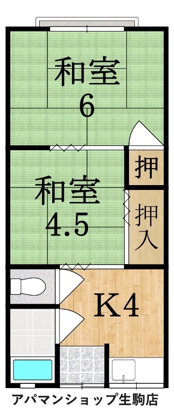 大和園B棟 202号室 間取り