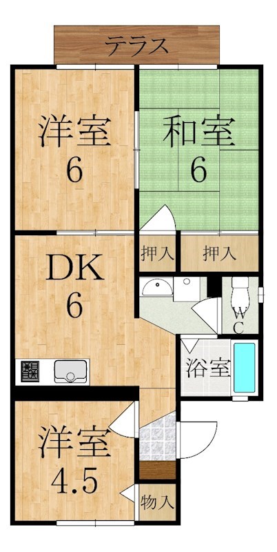 サニーコート四条A 103号室 間取り
