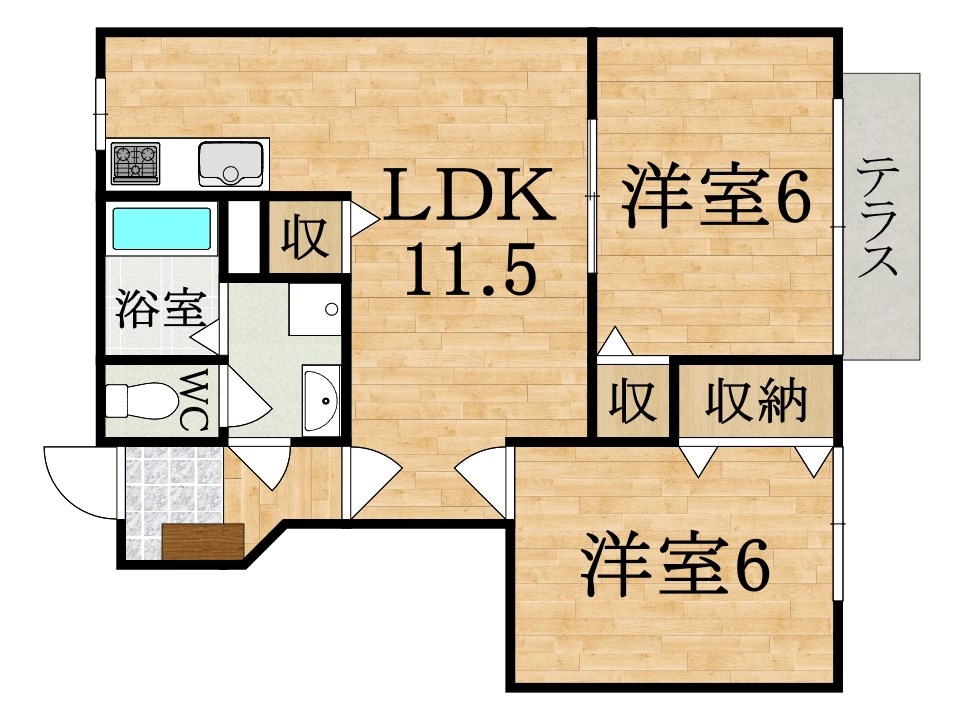 ソレイルⅢ 102号室 間取り