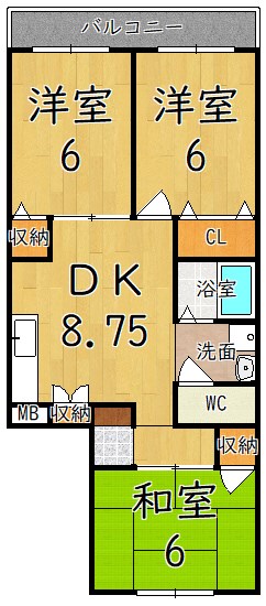 グリーンヒルズ Ⅰ201号室 間取り