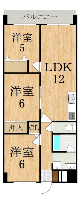 グランドビスタ生駒 509号室 間取り
