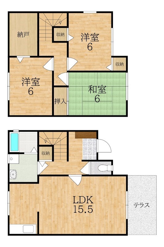 タウンハウス中辻 3-B号室 間取り