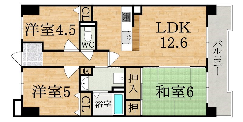 グリーンコーポ東生駒 202号室 間取り
