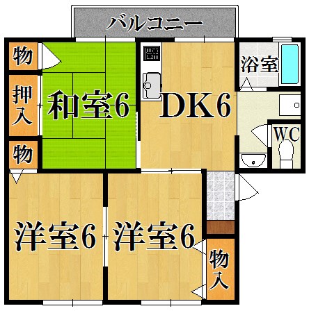 エクレール平城Ｂ棟 102号室 間取り