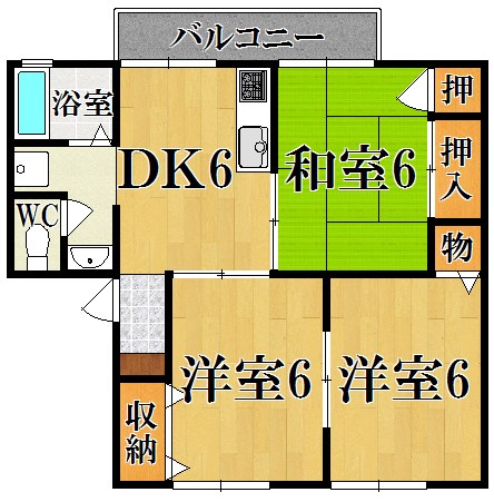 エクレール平城Ｂ棟 102号室 間取り