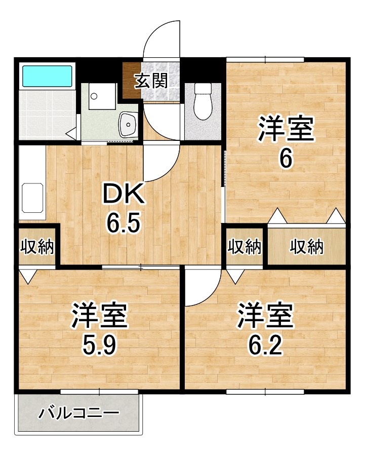 プレミール加茂Ｂ 202号室 間取り