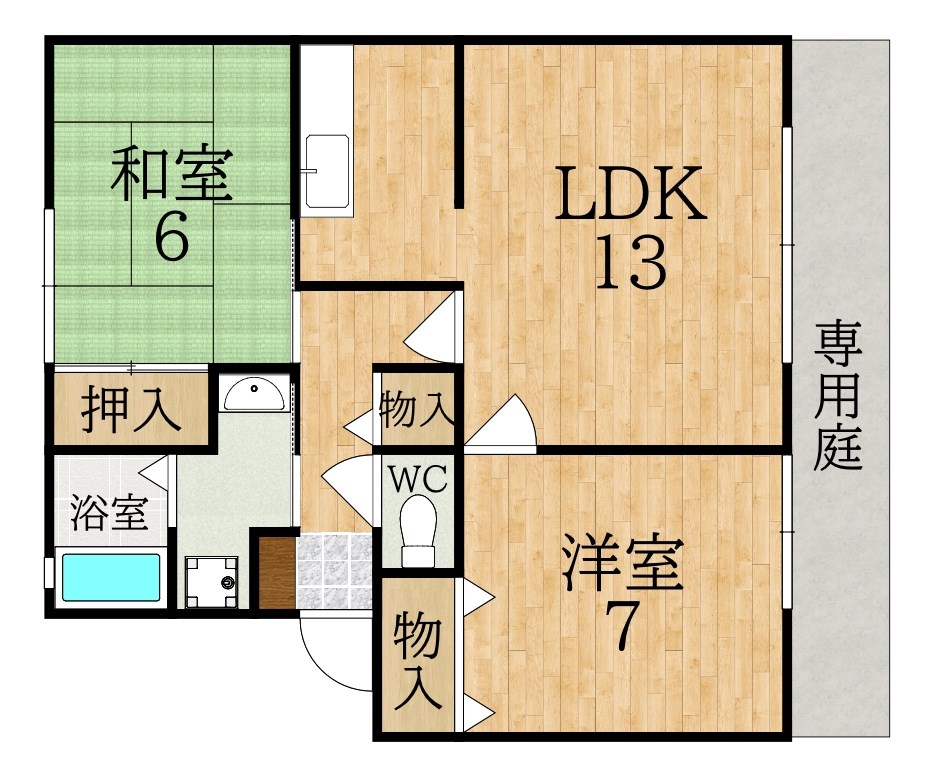 サンビレッジ学園前東坂F棟 101号室 間取り