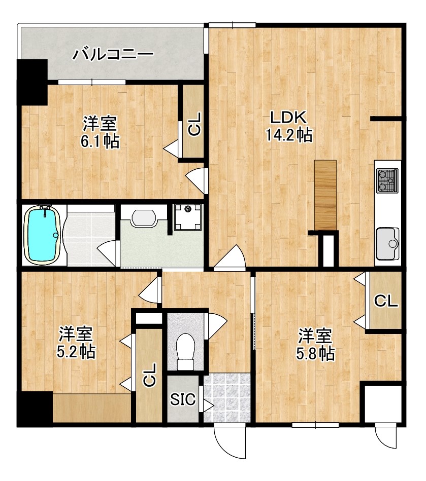 幸court nara sanjo 706号室 間取り