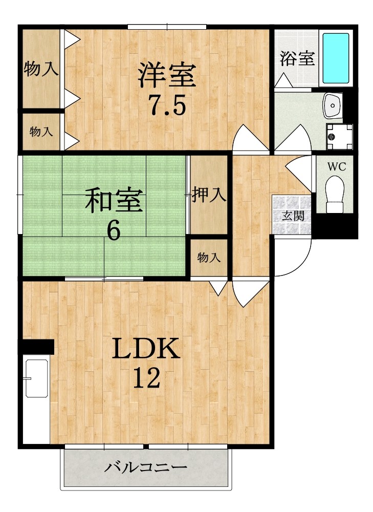 プリシェ加茂 201号室 間取り