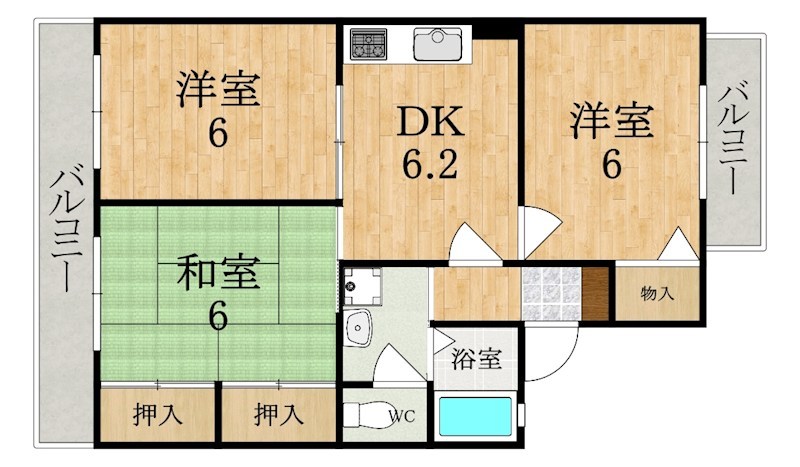 バーベナ光台Ｂ棟 205号室 間取り