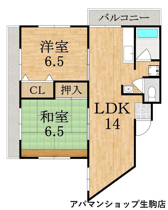 植田ビル東生駒ハイツ 401号室 間取り