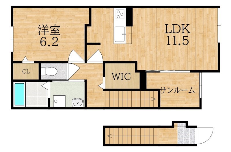 リジエール 202号室 間取り