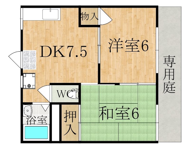 乙木ハイツＡ棟 105号室 間取り