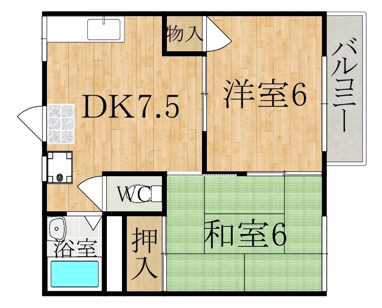 乙木ハイツＣ棟 205号室 間取り