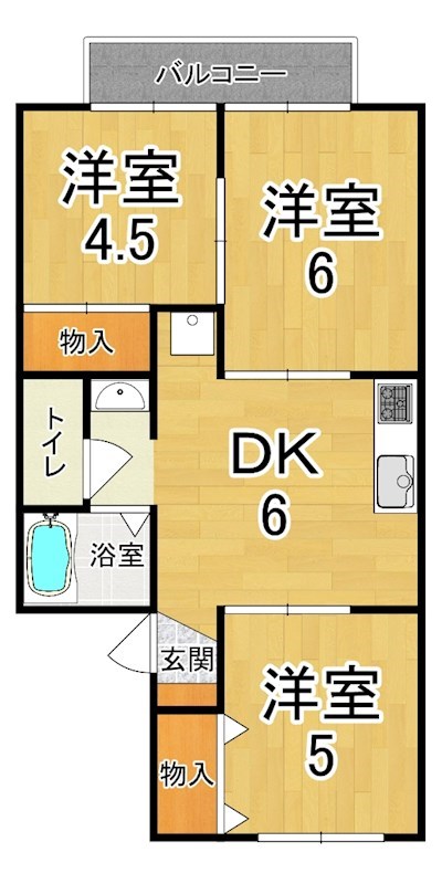 フォンテーヌベルテ 202号室 間取り