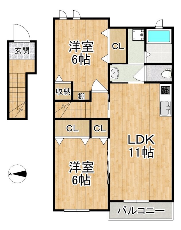 エレガンス 202号室 間取り