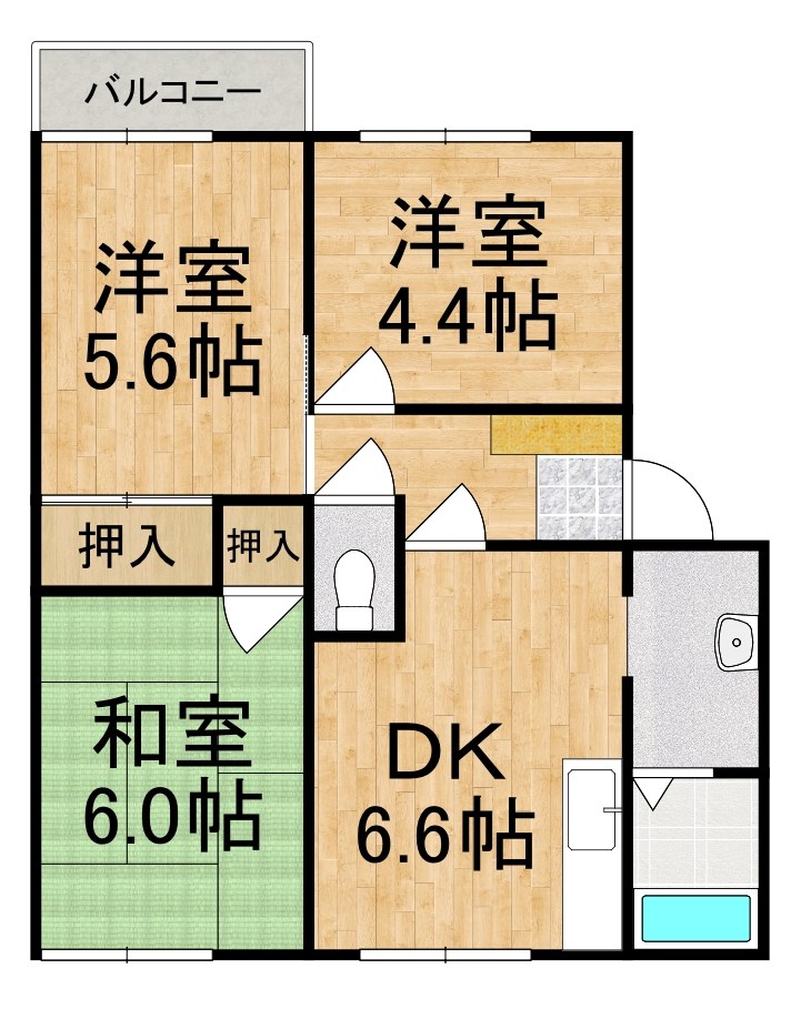 三央ハイツ C202号室 間取り