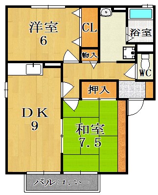 セジュールこもがわ 201号室 間取り